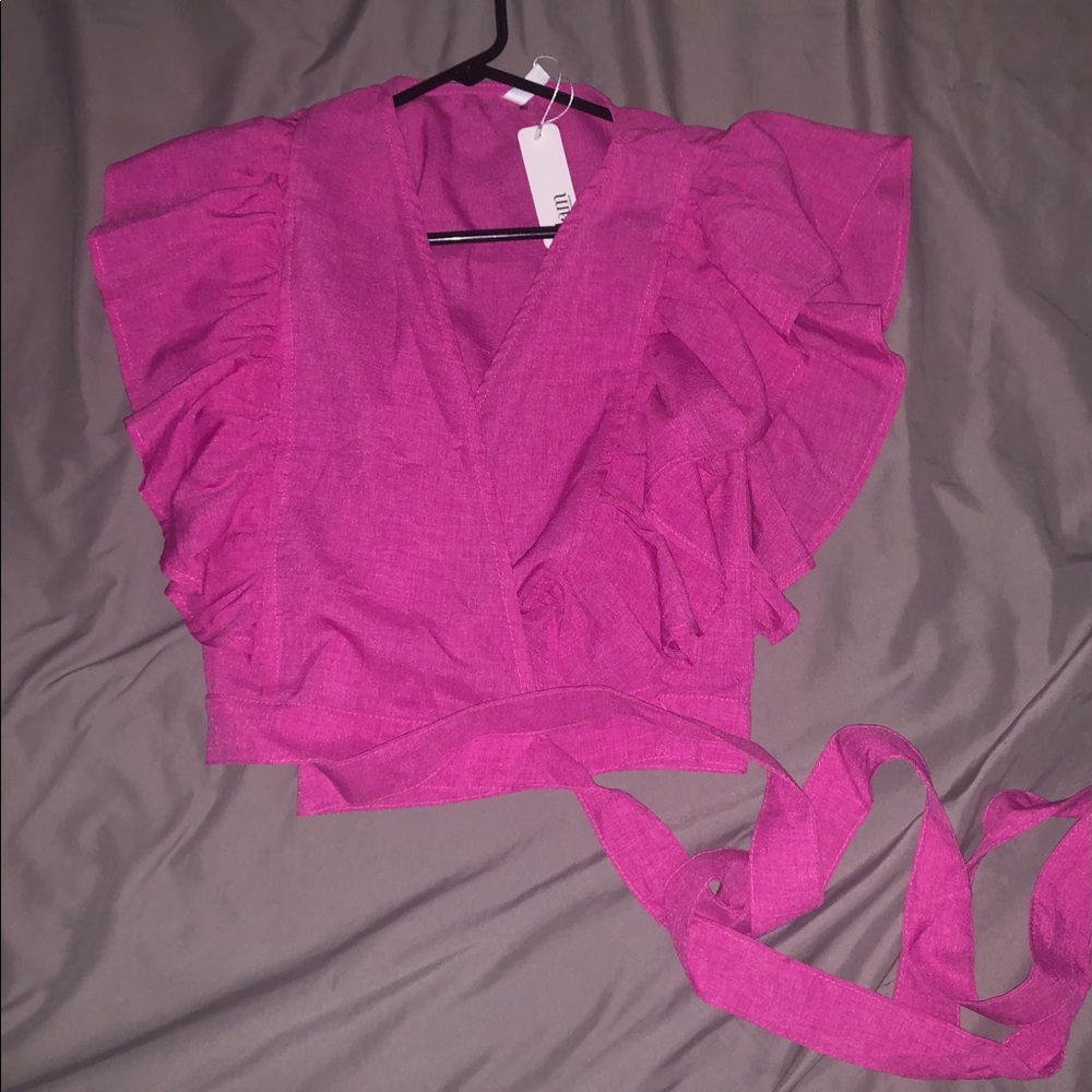 GLAM pink wrap around top
